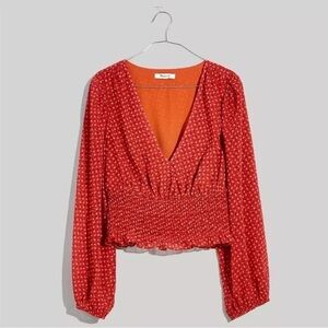 Madewell - Julianne smocked-waist top in red floral